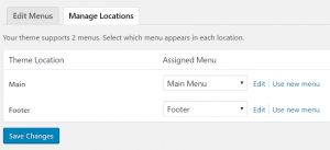 WordPress menu manage locations