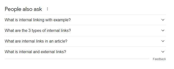 Google's "People Also Ask" section with suggestions based on internal links